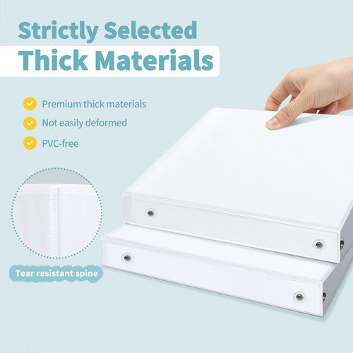 1 inch 3 Ring Binder View Binders Holds 200 Sheets Letter Size 8.5'' x 11'' Paper Notebook Binders for Office Home School 6 Pack White - Image 2