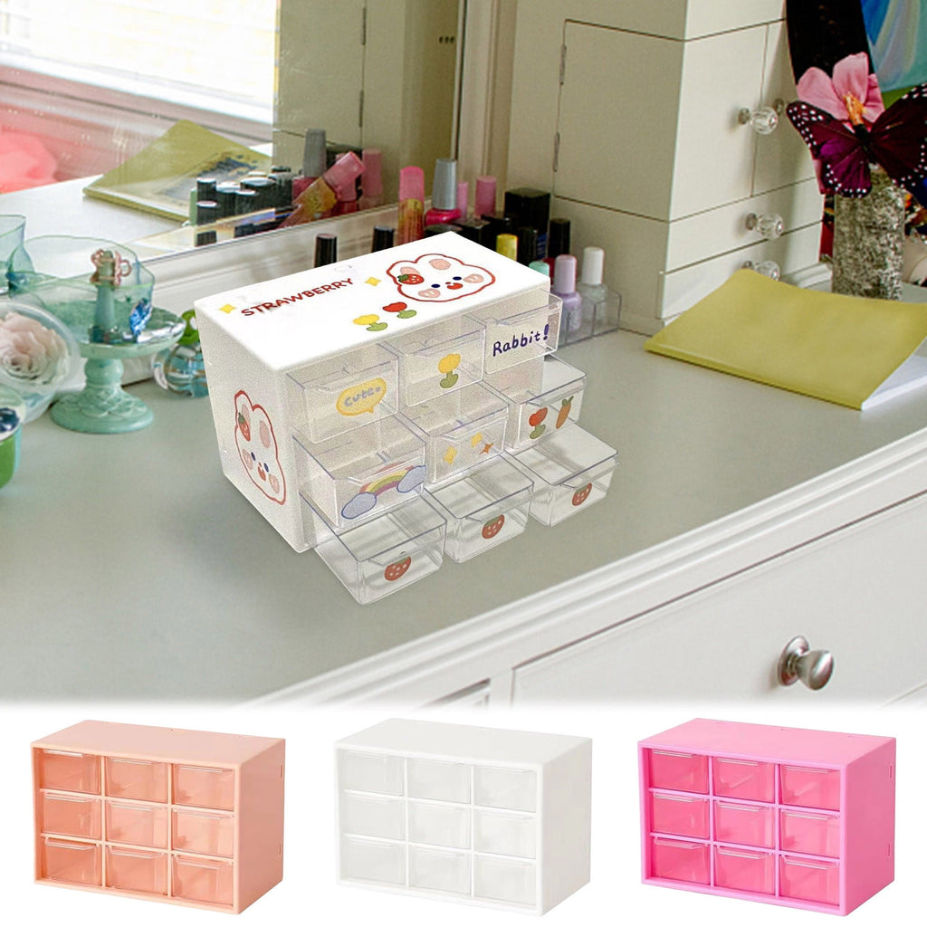 1 Pcs Mini Drawer Organizer Small Organizer with Drawers Plastic Desktop Storage Box with 9 Drawers Desk Craft Organi... - Image 3