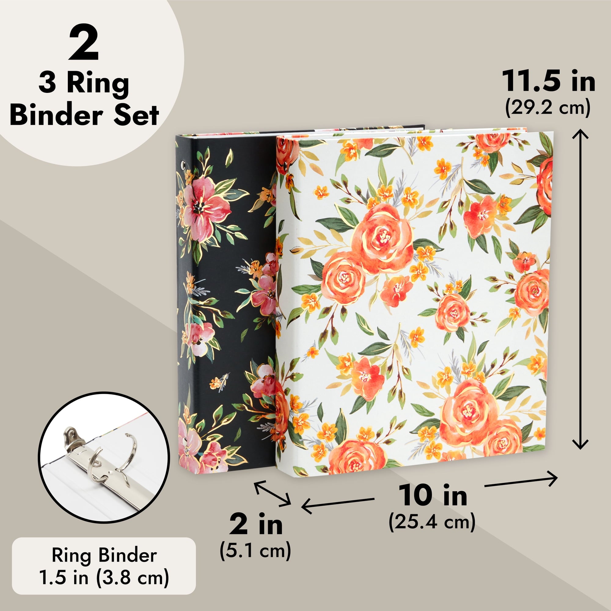 2 Pack Colorful Floral 3 Ring Binder with 1.5 Inch Rings, Decorative File Folder for Office Supplies, Planner, Portfo... - Image 4