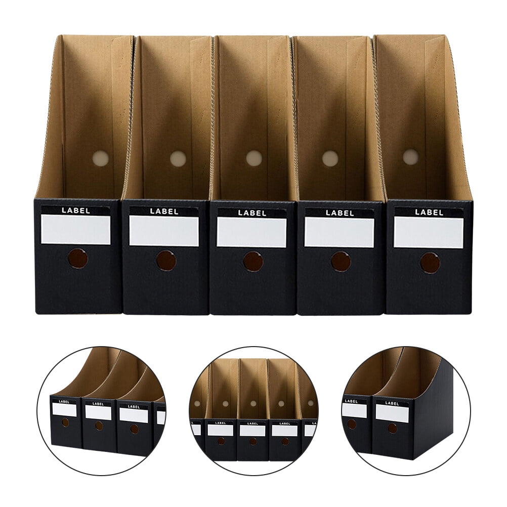 Set of 5 Office File Storage Holders, Magazine Organizers, and Document Storage Boxes for Desk and Workspace Organization - Image 2