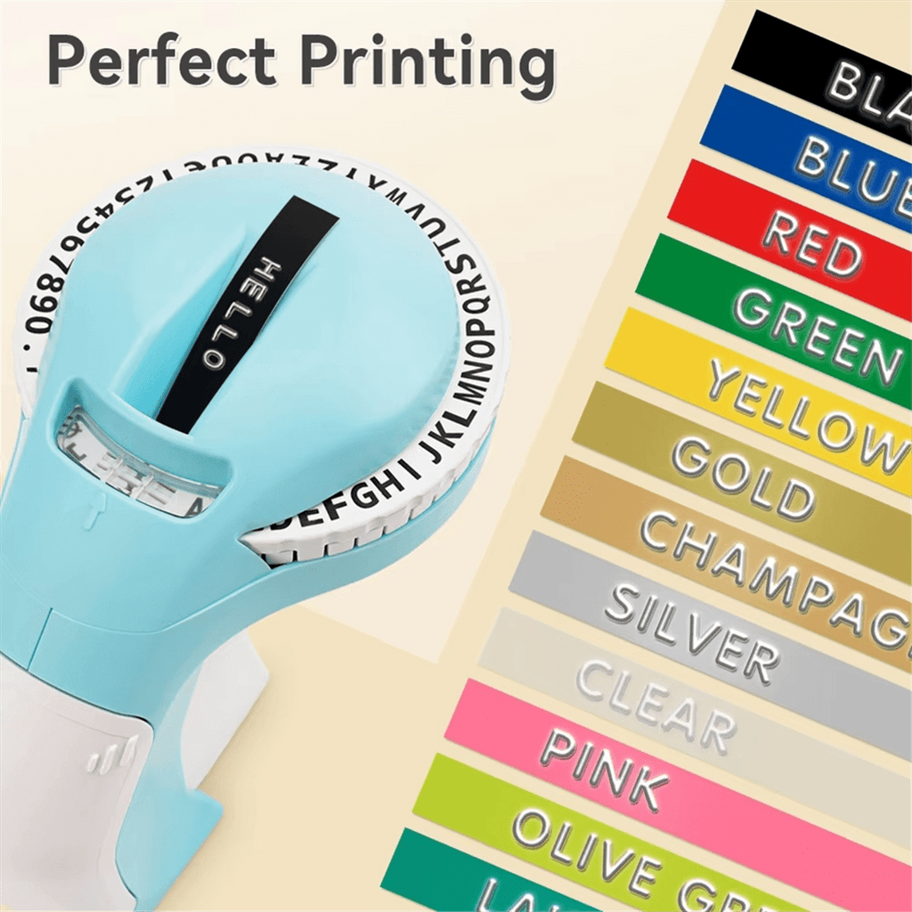 B90 Label Printer 3D Embossing Portable Manual Label Maker Labeling Machine 9mm,1 * Label Printer,Blue - Image 3