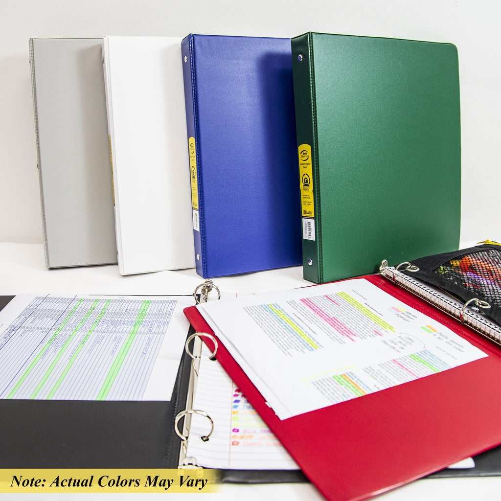 BAZIC 3 Ring Binder 1" Economy Binders Assorted Color, Hold 175 Sheets, 4-Count - Image 5
