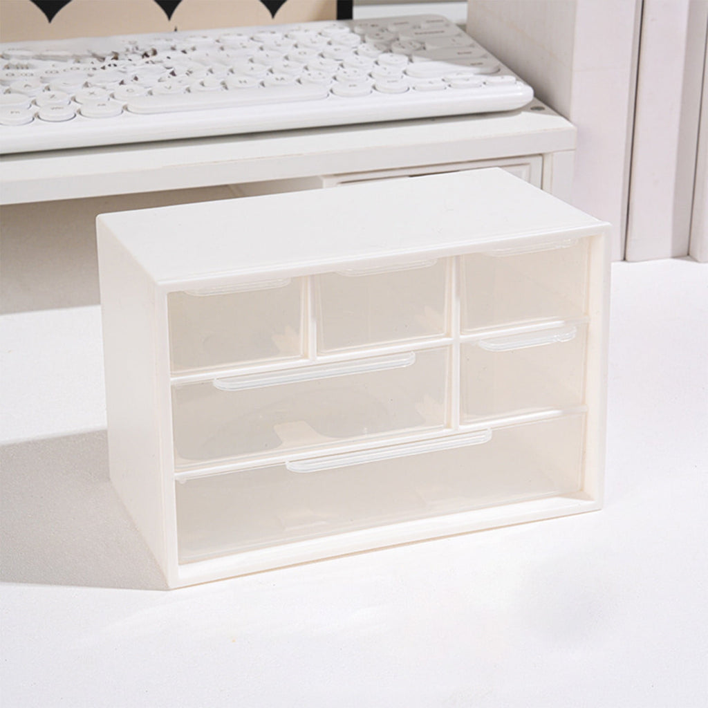 Mini Desk Drawer Organizer with 6 Clear Drawers - Small Plastic Storage Box for Office, Classroom, Crafts, Home Deskt... - Image 5