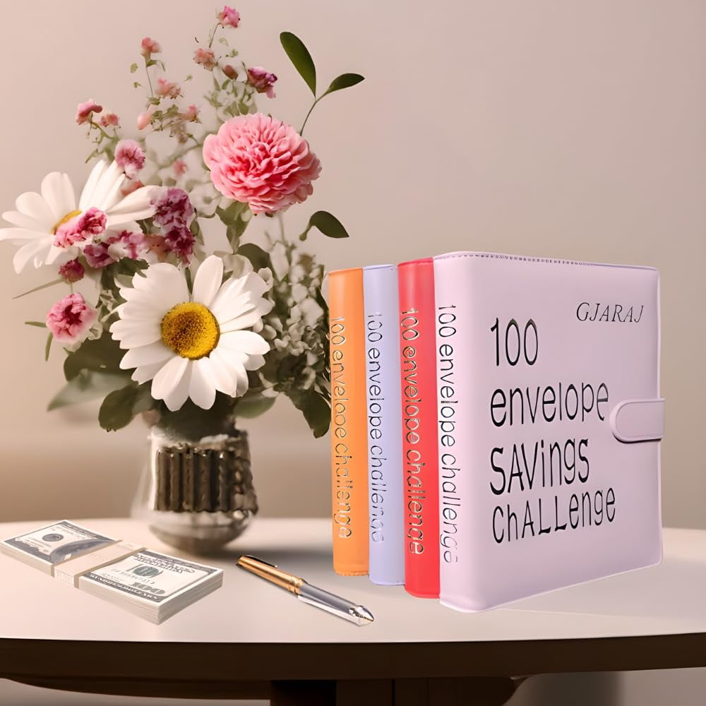Gjaraj A5 Money Saving Challenge Binder, Shining Silver Printing - Image 2