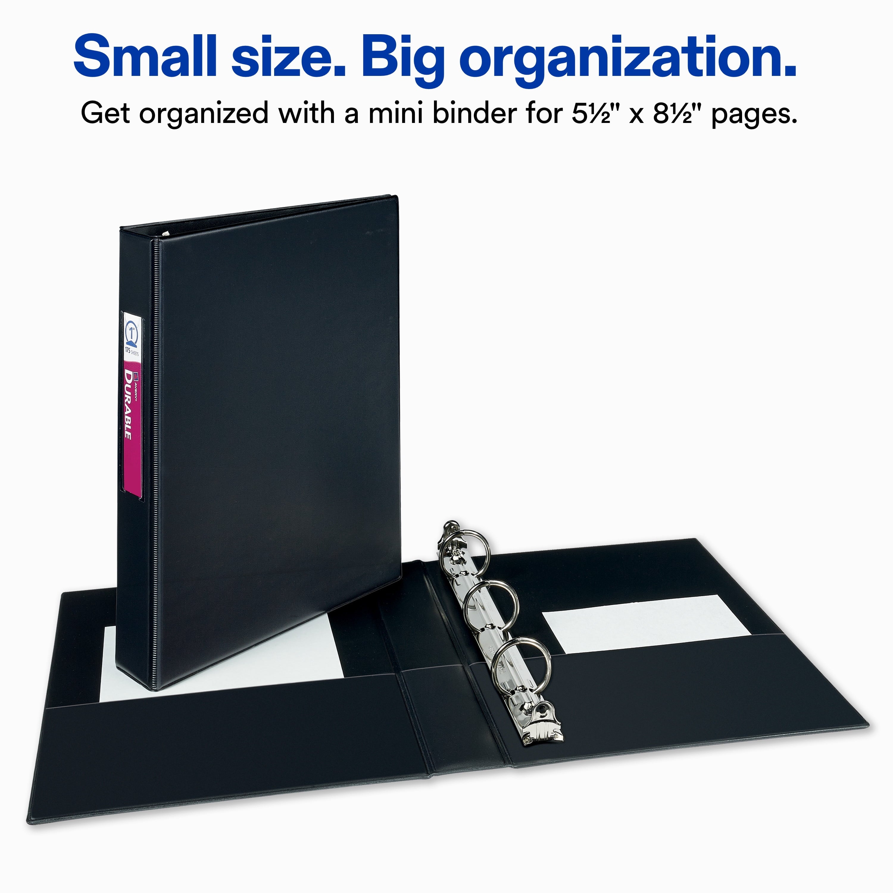 Avery Mini Binder, 1" Round Rings, Black Binder (27257) - Image 2