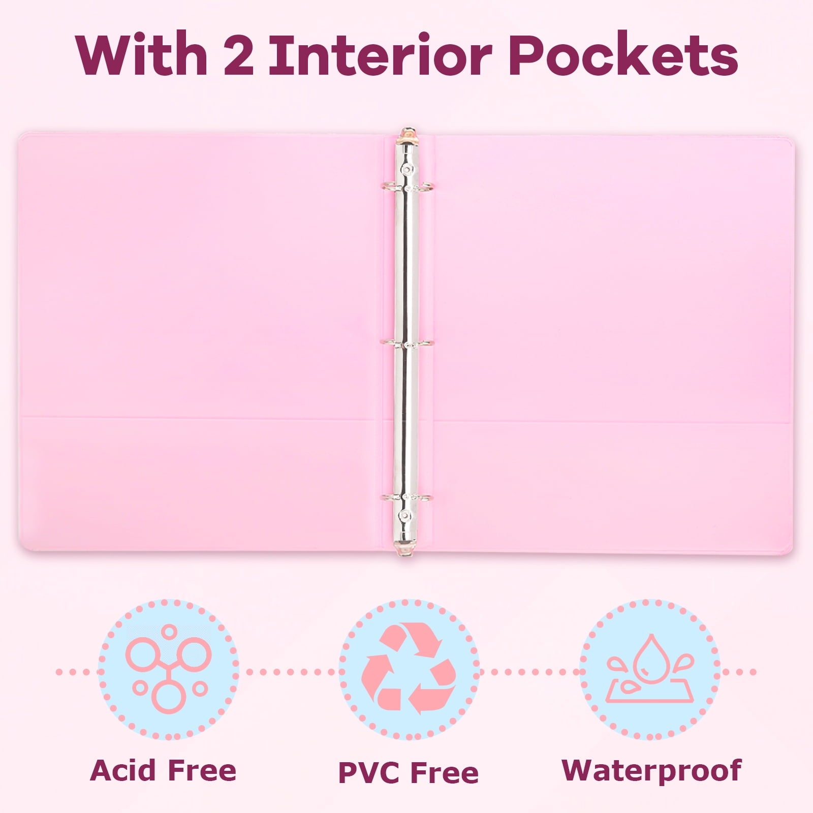 3 Ring 1 inch Binders Round Ring View Notebooks Binders O-ring 3 Ring 200 Sheets of Letter Size Paper Organizer with Pockets 4-Pack Assorted - Image 6