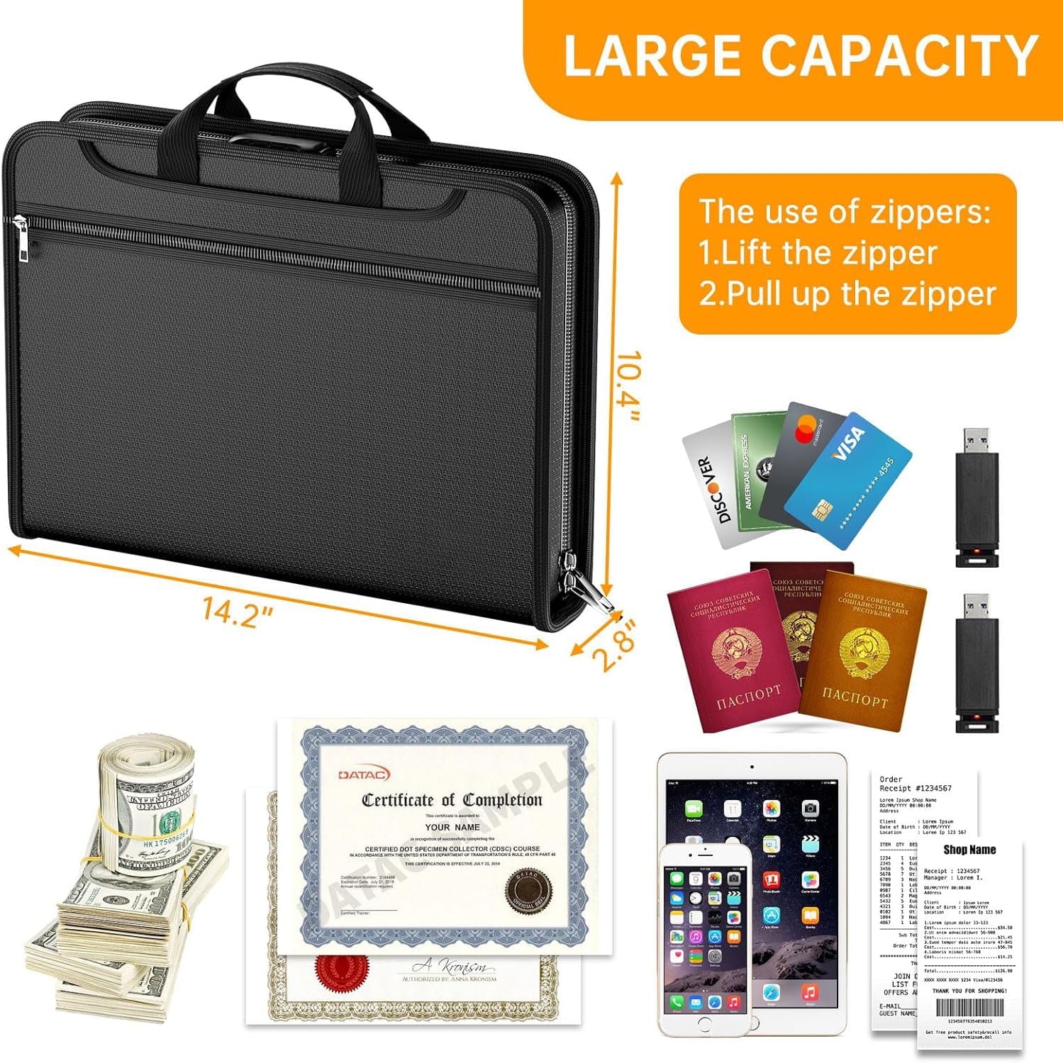 Organizer with Combination Lock Portable Organizer & Large Capacity Folder Document Organizer, Folder for Home, Offic... - Image 3