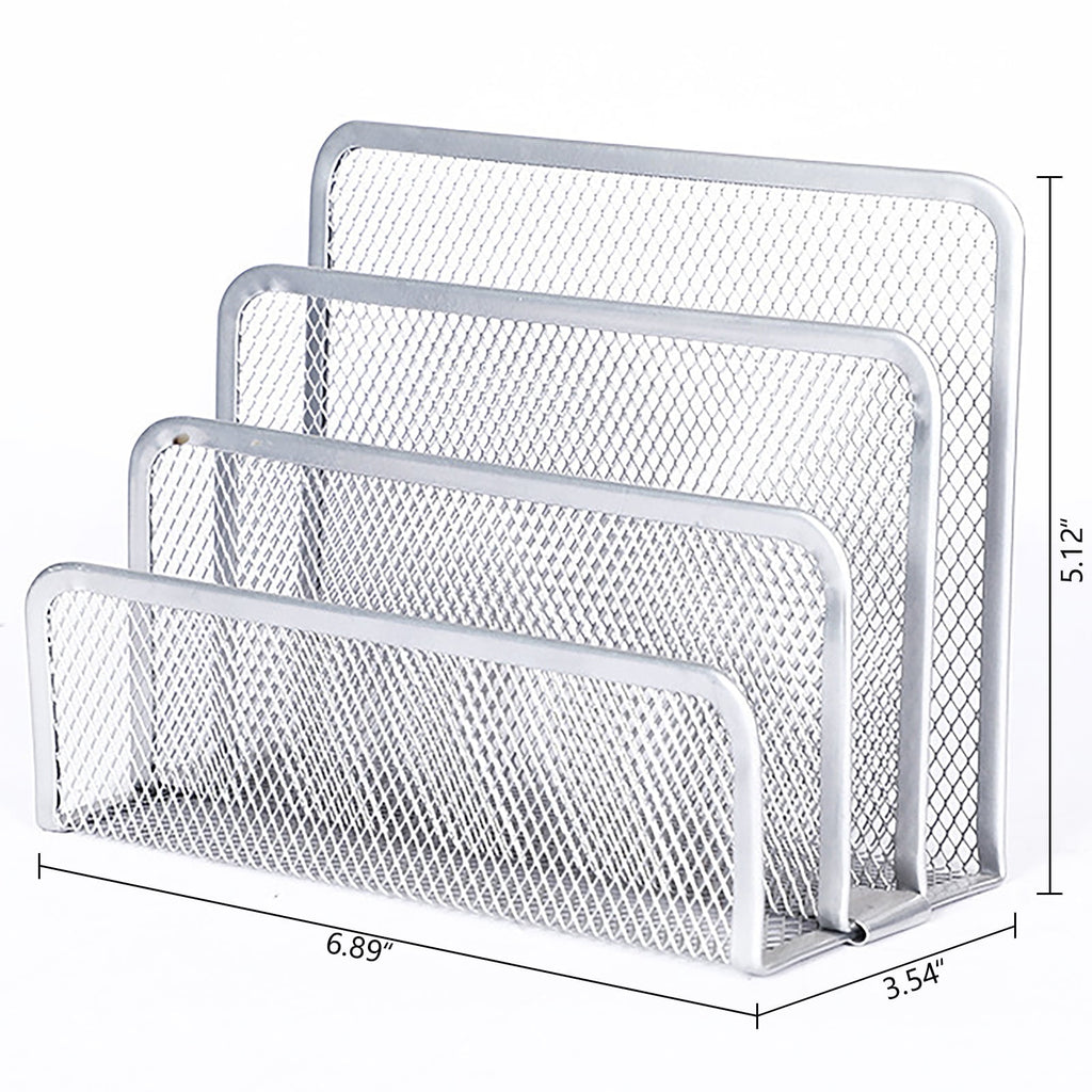 Organizer, Metal Mesh Letter Holder File Sorter, top Organizer for Home Office, 2 Pack, 6.8"x3.5"x5.1", Black+Silver - Image 4