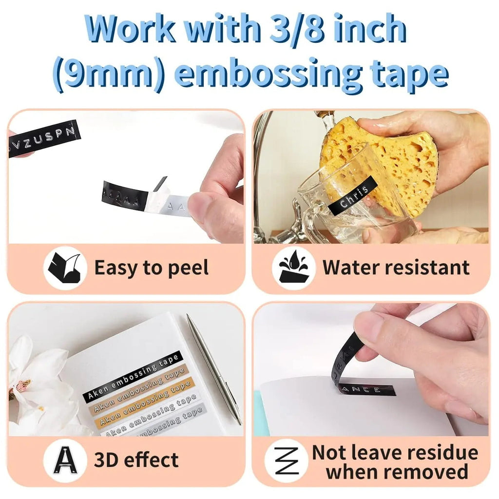 Embossed Labeler, A Portable Handheld Label Printer with 3D Embossing Tape ,Fast-Drying Ink with Crisp Output - Image 5