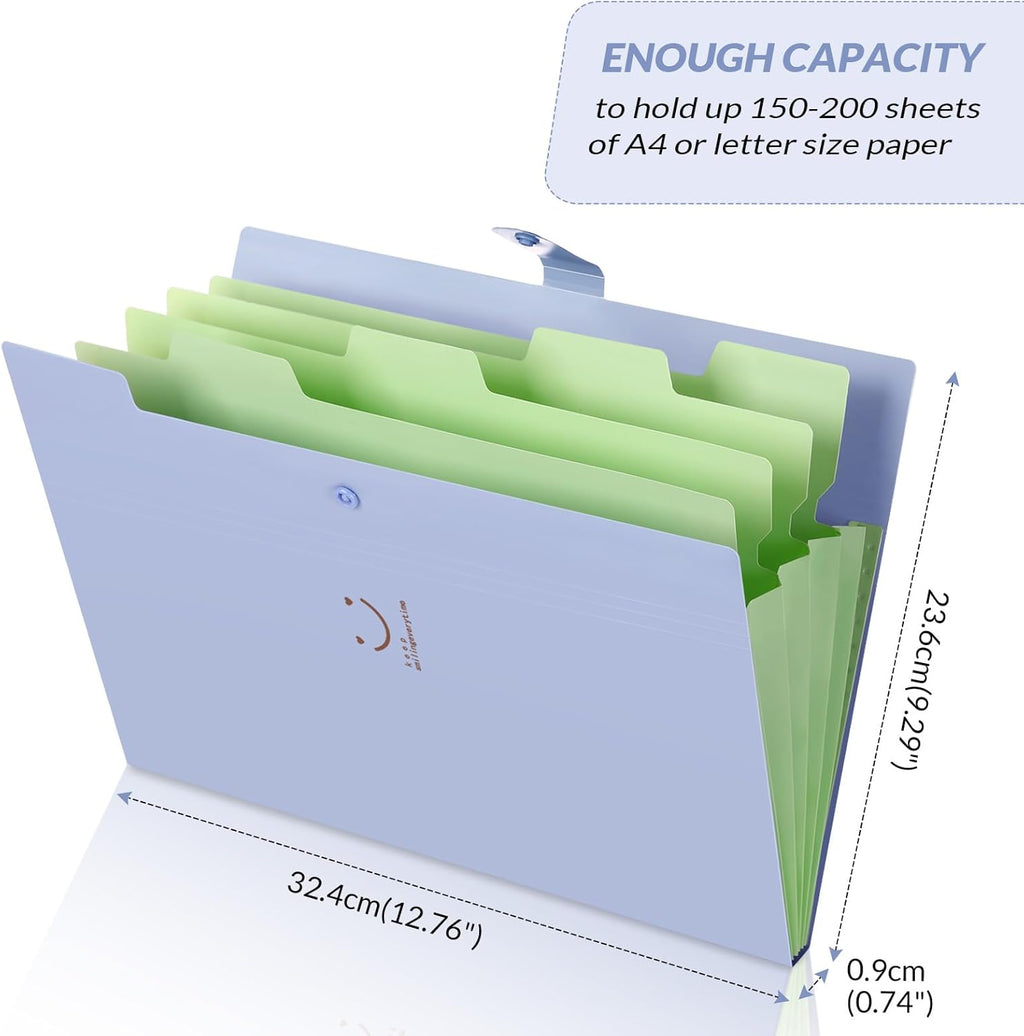 JINGBAO 4 pack Accordion File Organizer, Letter Size, 5 Pocket Expanding File Folder, Cute File Folder with Labels, Portable File Organizer - Image 5