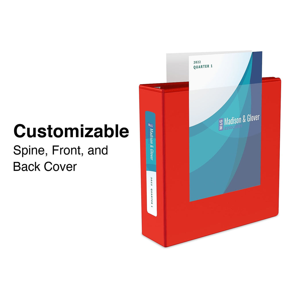 Heavy Duty 5" 3-Ring View Binder with D-Rings and Four Interior Pockets Red 2/Pack - Image 2
