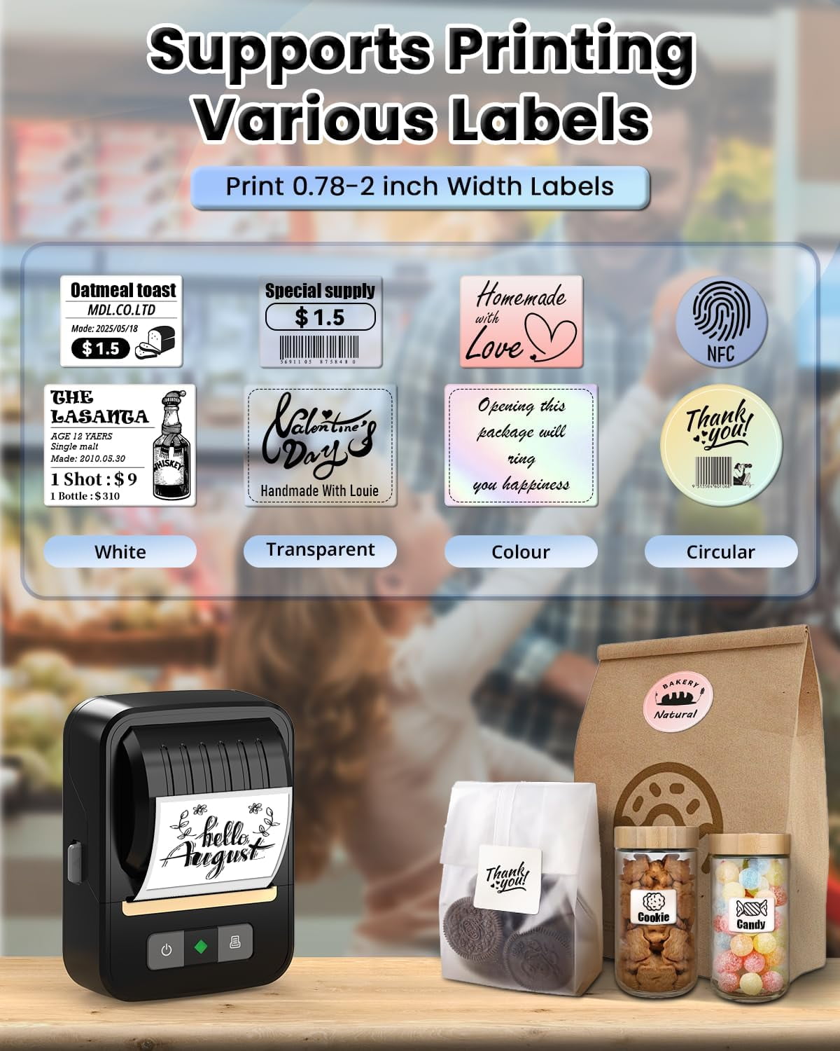 Label Makers, Label Maker Machine with Tape, Bluetooth Label Maker, Portable Thermal 2 Inch Label Printer for Small B... - Image 4
