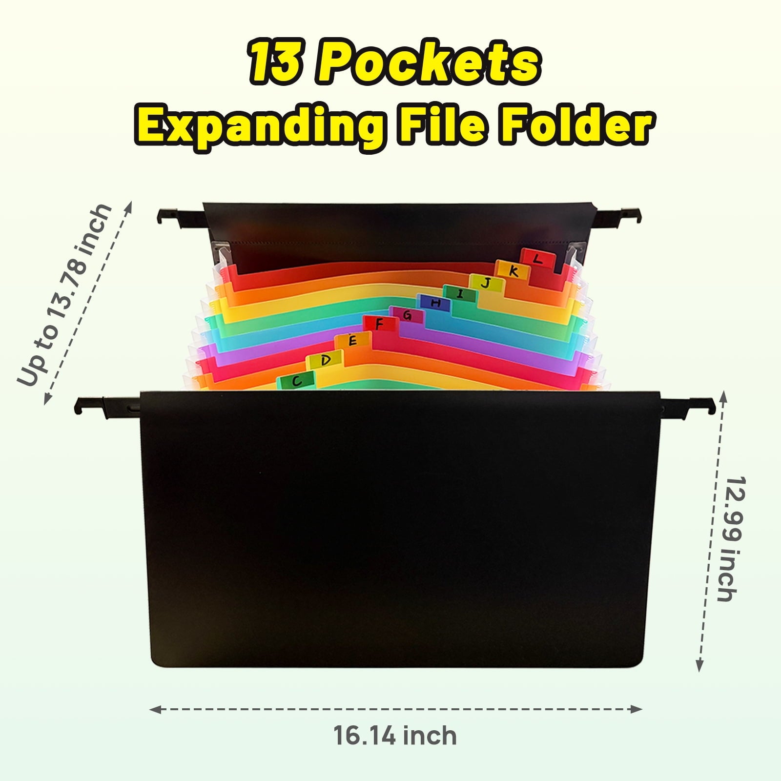AGCAN Plastic Expanding Hanging File Folders, 13 Innovative 1.35" Accordian Pockets, Heavy Duty Expanding File Organizer, Large Capacity Fil - Image 2