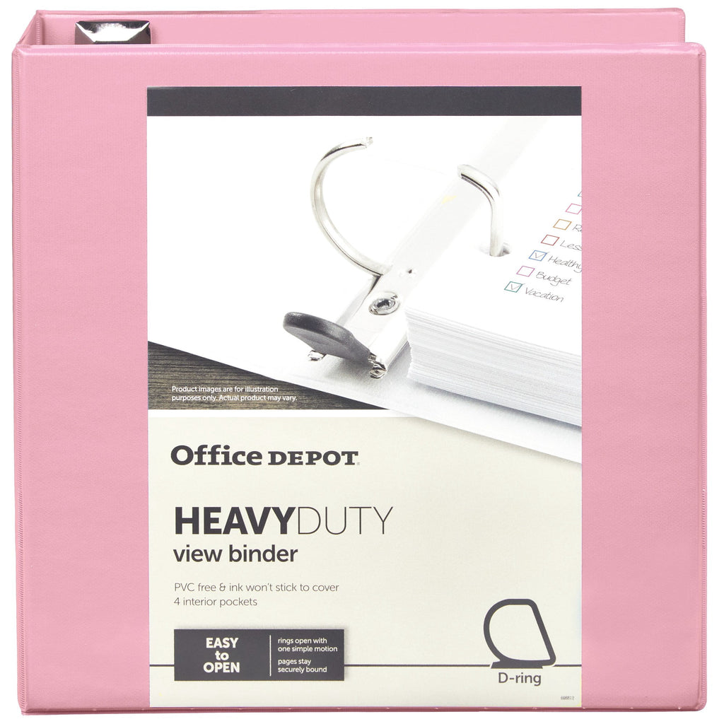 Heavy-Duty View 3-Ring Binder, 2" D-Rings, 49% Recycled, Light Pink - Image 3