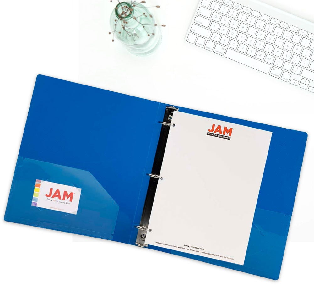 Plastic 1 1/2 in Binders, 3 Metal Rings, Assorted (Red, Blue, Green & Orange), 4/Pack - Image 4