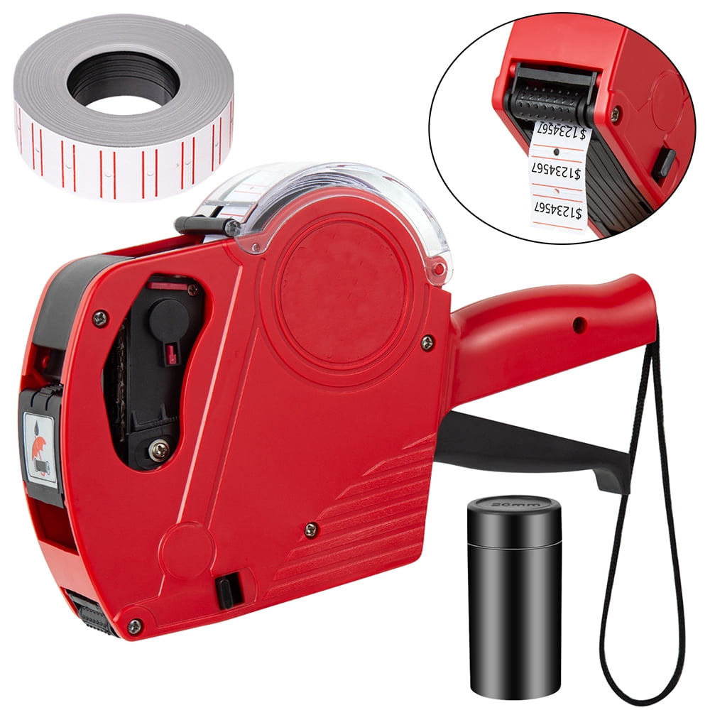 8 Digit Price Labeler Manual Marking Machine, Portable Label  Numerical Tag Maker with Sticker Labels Refill Ink, Red