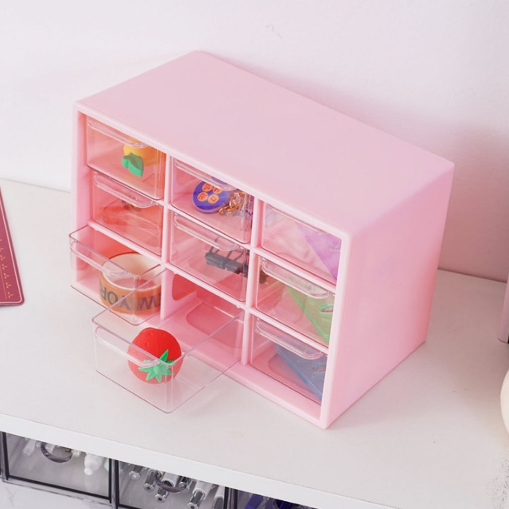Desktop Plastic Organizer,Drawer Storage Box with 9 Mini Drawers,Drawer Storage Case,Office Supplies Storage Box,Smal... - Image 4