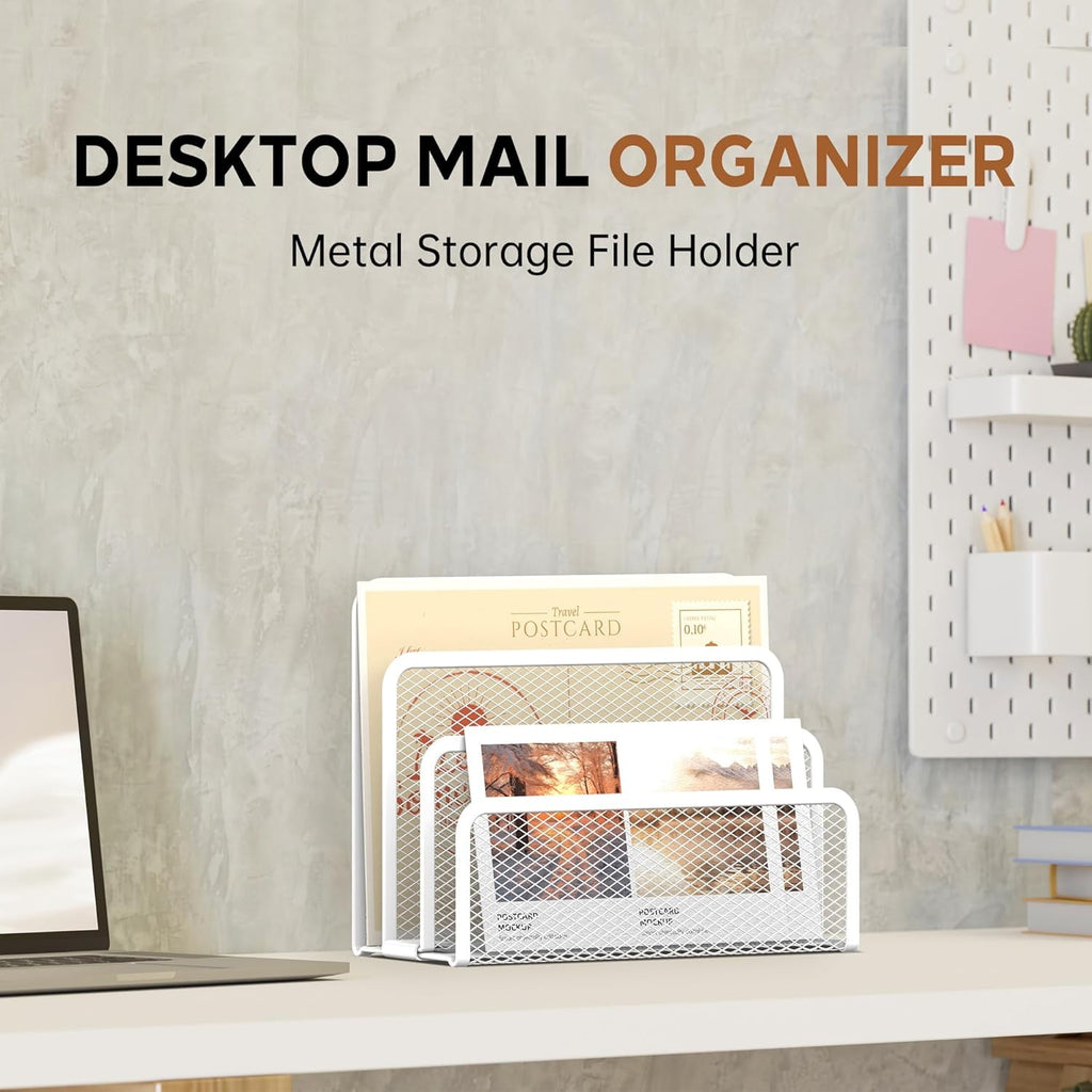 Desktop File Mesh Metal Holder Countertop with 3-Slot, Letter Sorter File Holder - Image 6