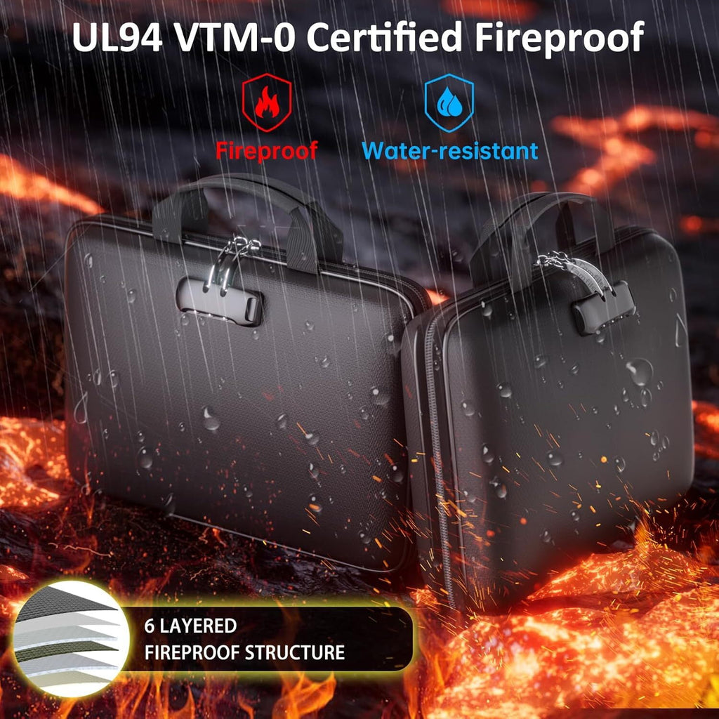 Fireproof Document Box, Fireproof File Organizer with Lock,ANUNU Hard-Shell Case Fireproof Document Box with 13 Pocket Accordion File Folder - Image 3