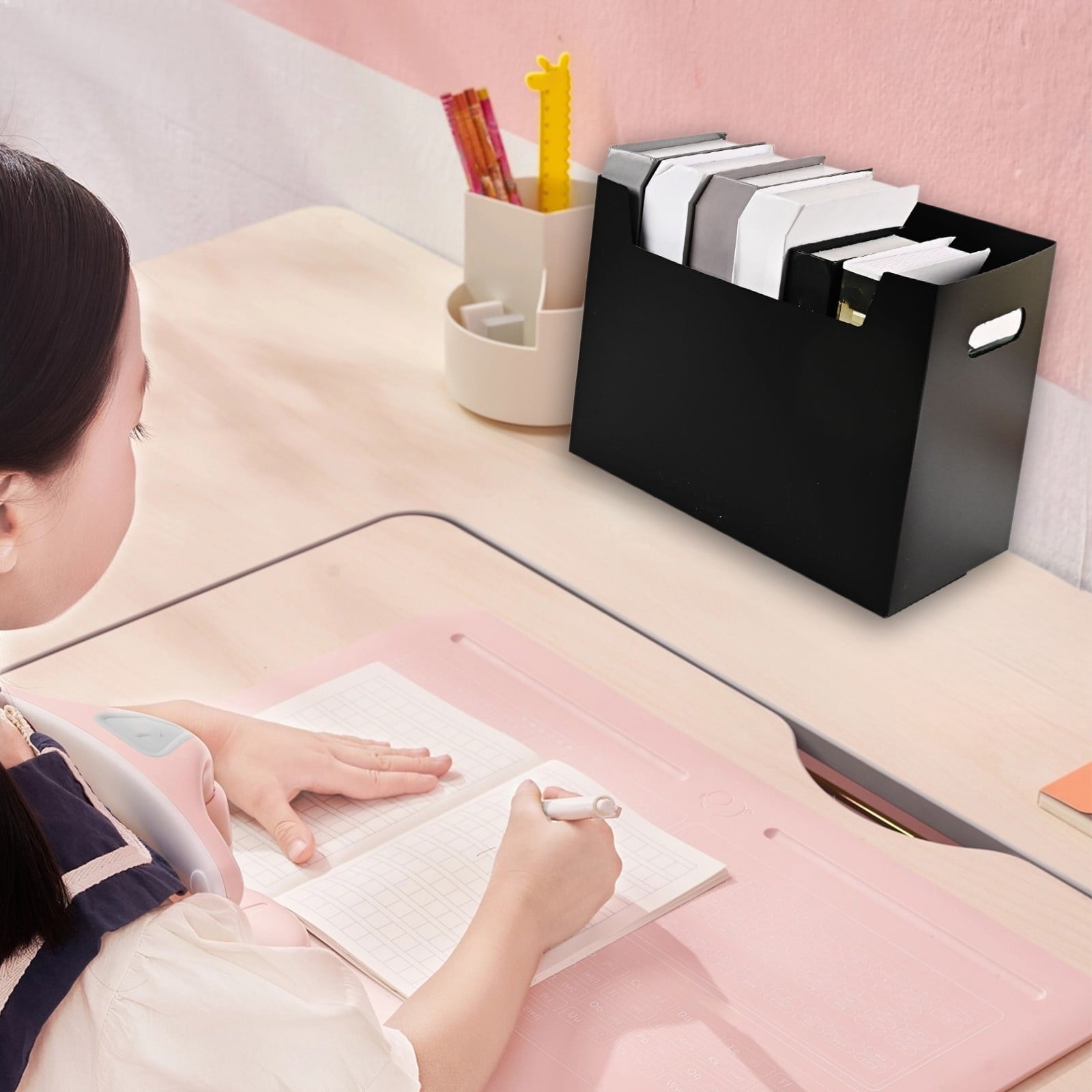 File Organizer Box with Handle, Cardboard Storage File Box for Letter Size Hanging Folder Filing Boxes Portable Deskt... - Image 4