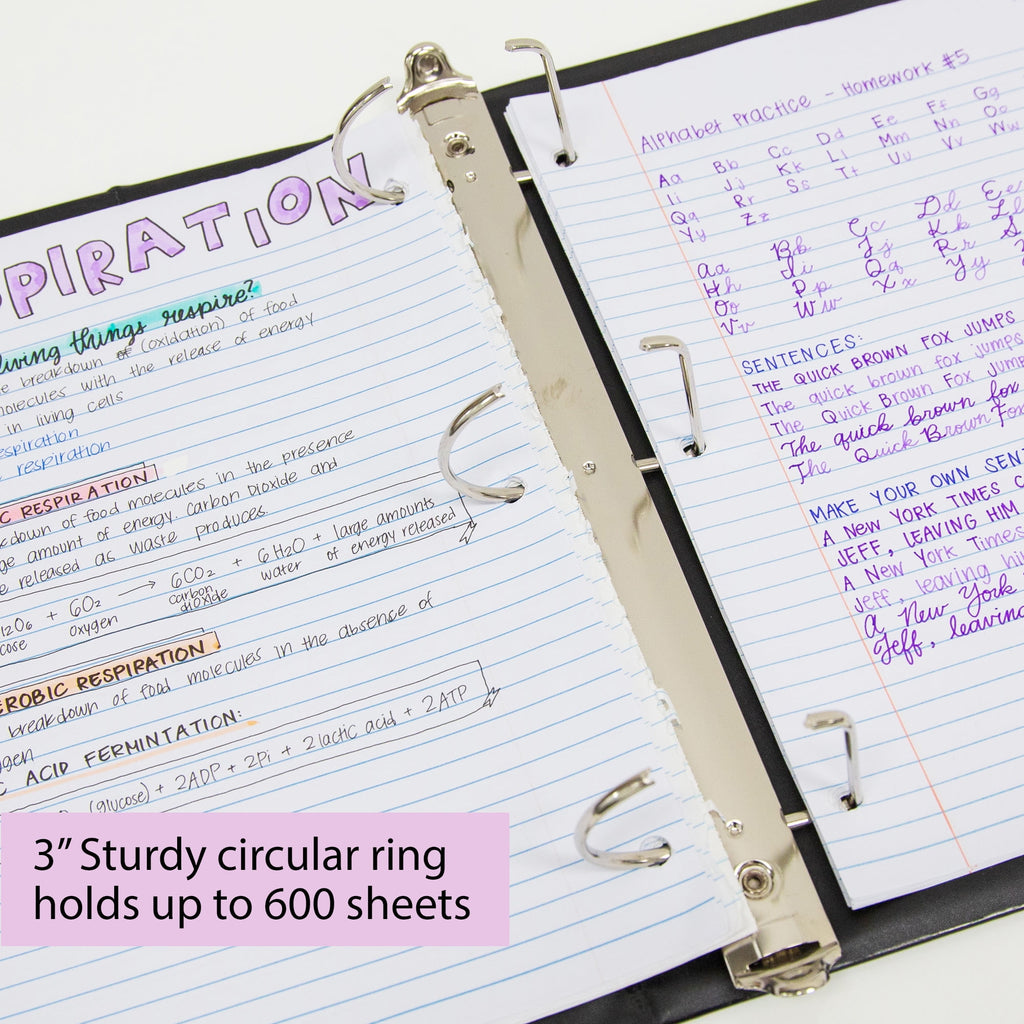 BAZIC 3 Ring Binder 3" View Binders Slant D Ring Black, Hold 600 Sheets, 4-Count - Image 6