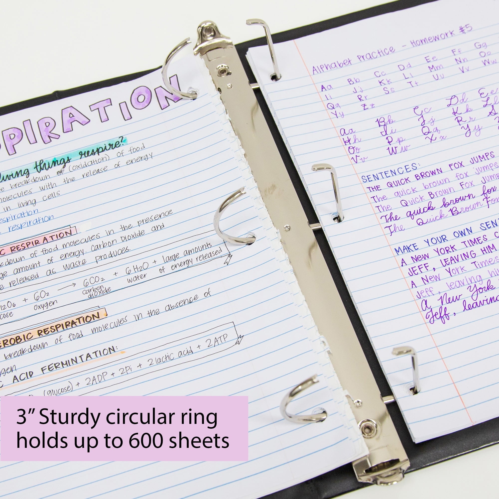 BAZIC 3 Ring Binder 3" View Binders Slant D Ring Black, Hold 600 Sheets, 4-Count - Image 6