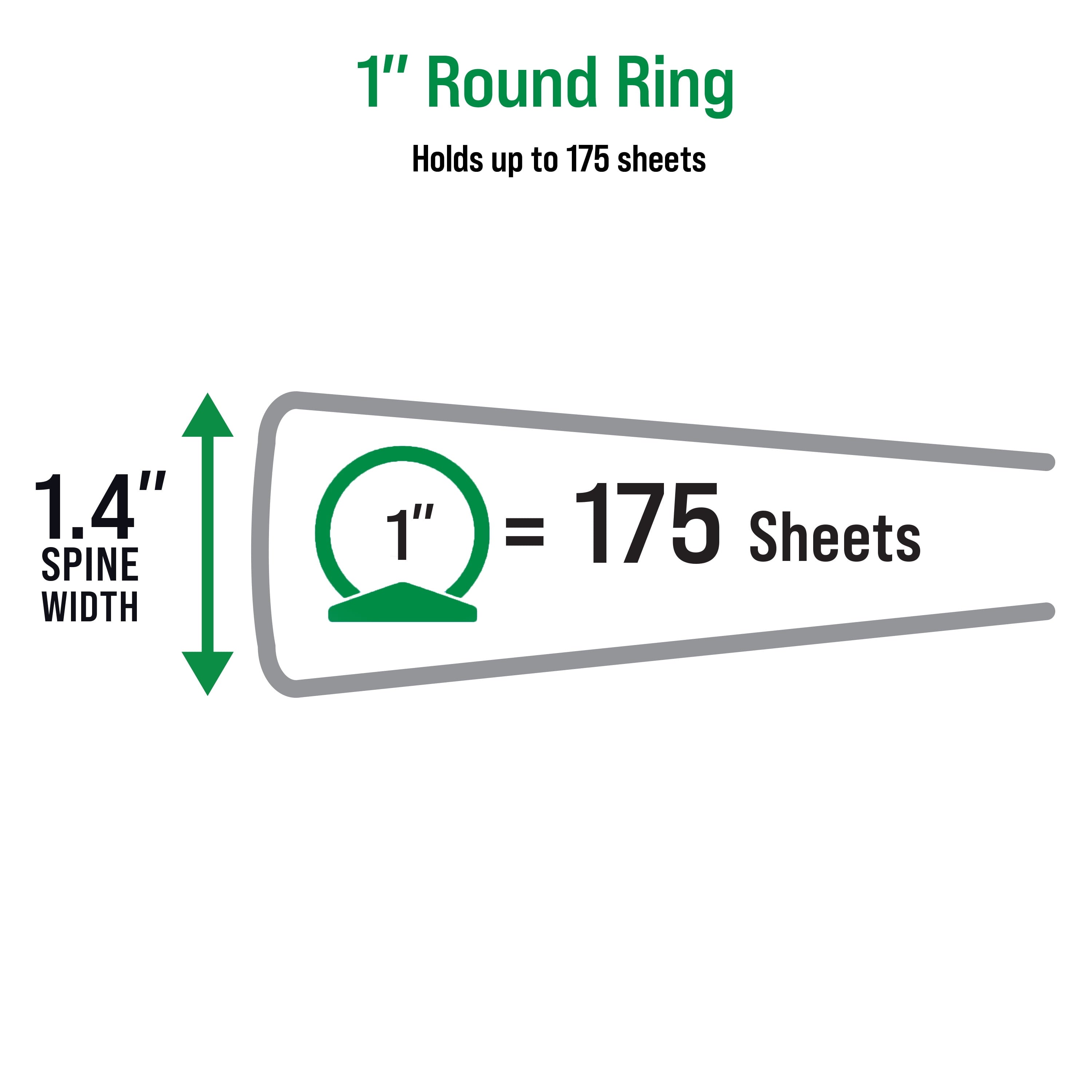 Economy View 3 Ring Binders, 1" Round Rings, 1.4" Spine, 175-Sheet Capacity, White Binders (12-Pack of 03424) - Image 4