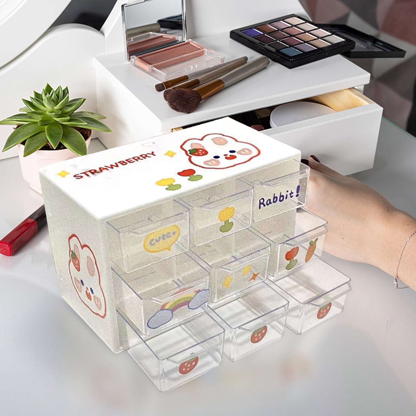 1 Pcs Mini Drawer Organizer Small Organizer with Drawers Plastic Desktop Storage Box with 9 Drawers Desk Craft Organi... - Image 4