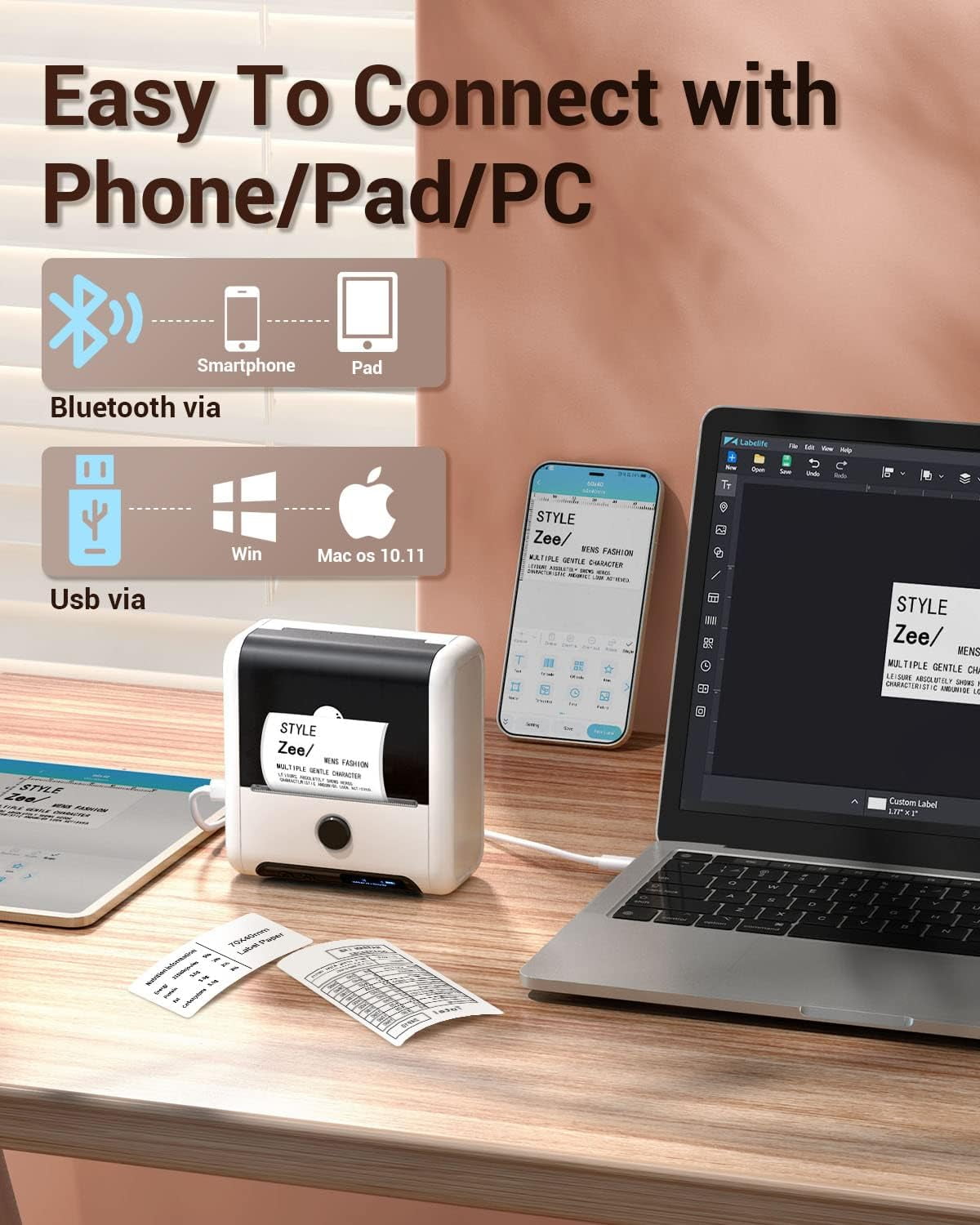 M200 Versatile Bluetooth Thermal Label Maker for Shipping, Labeling, and Small Business Applications - Enhance Effici... - Image 2