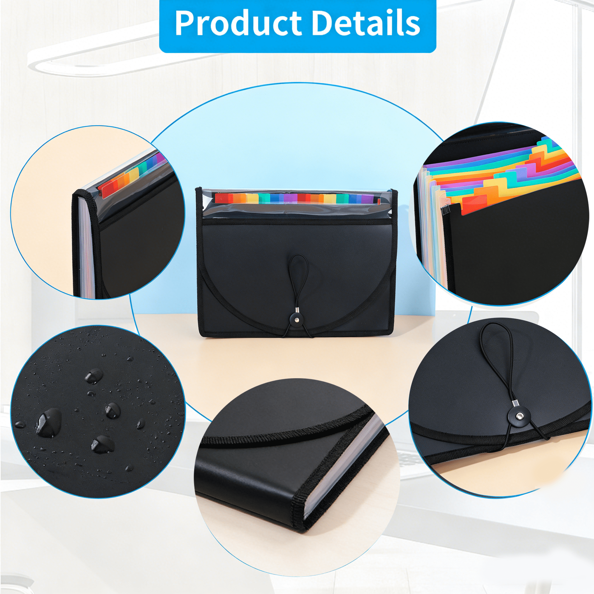 Folder,Accordion Organizer With 13 Pockets,For Letter/A4 Size Papers,Black - Image 6