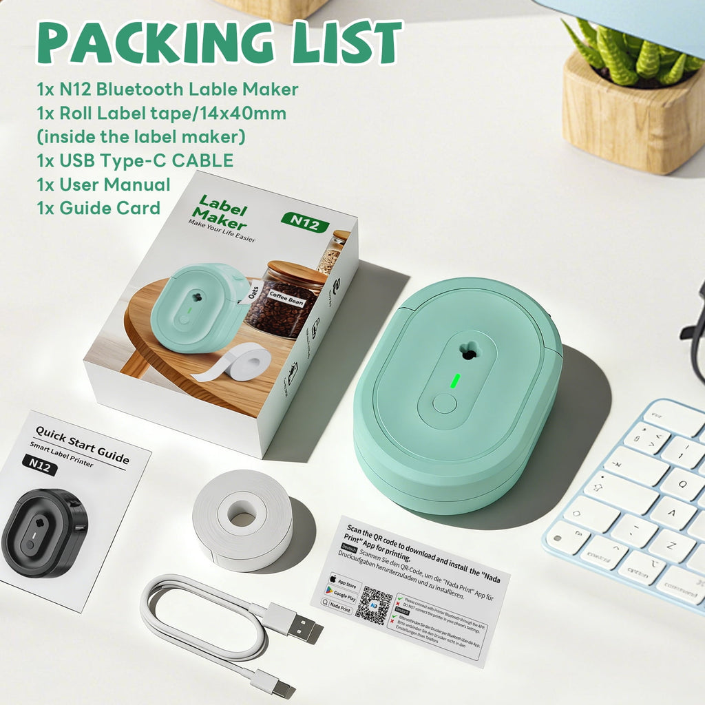 HKHKPI Label Makers, Mini Portable Bluetooth Label Maker Machine with Tape for School Office Home, Green - Image 6