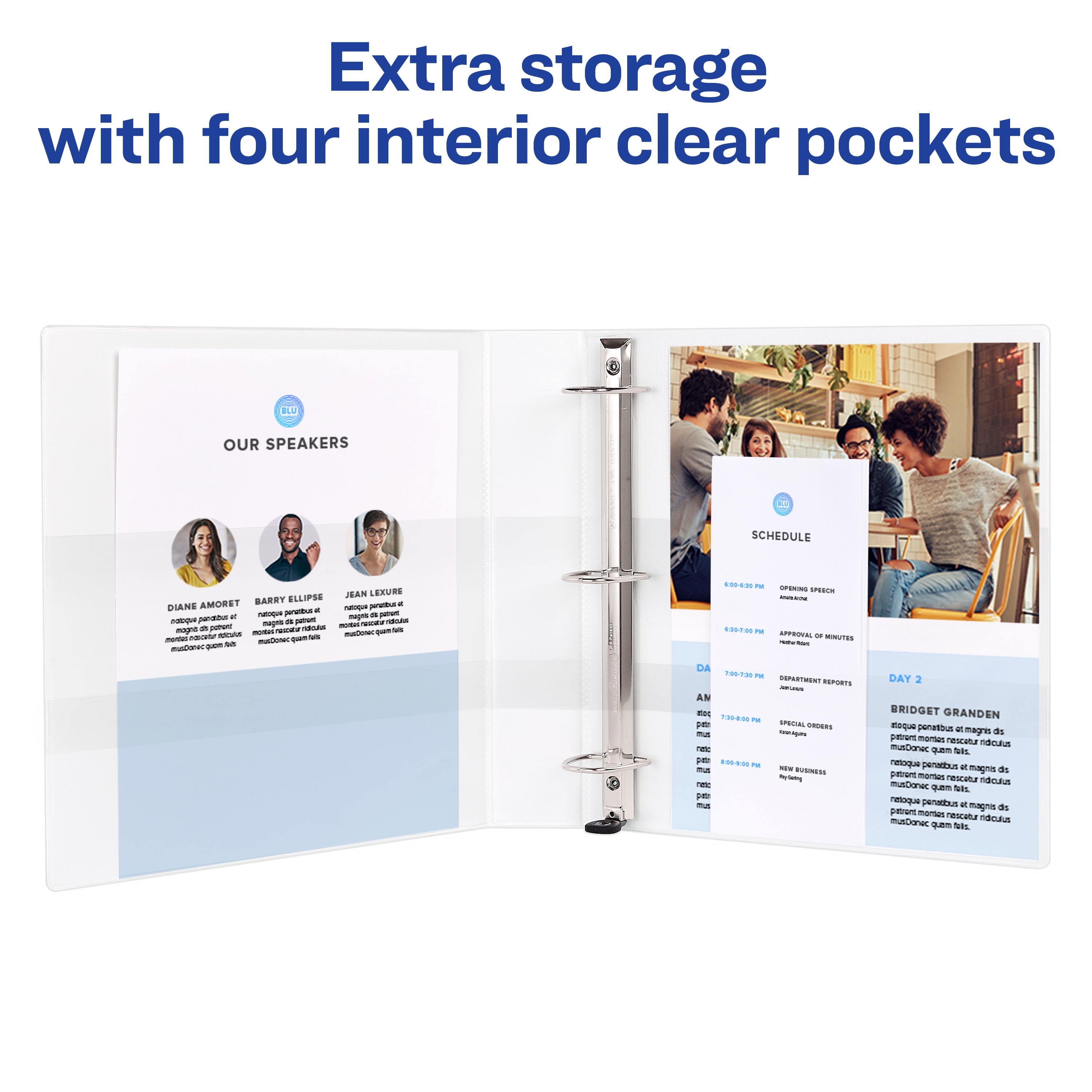 Heavy-Duty View 3 Ring Binder, 1.5" One Touch EZD Rings, 1 White Binder (79195) - 12 Pack - Image 6