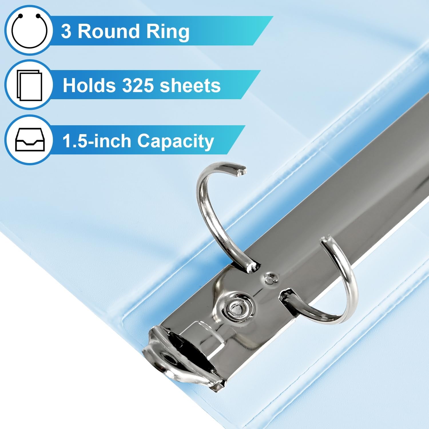 4-Pack 3 Binders, 1.5 Inch Round O- View Binders, Holds 200 Letter Size Sheets, with Pockets, Assorted Colors - Image 2
