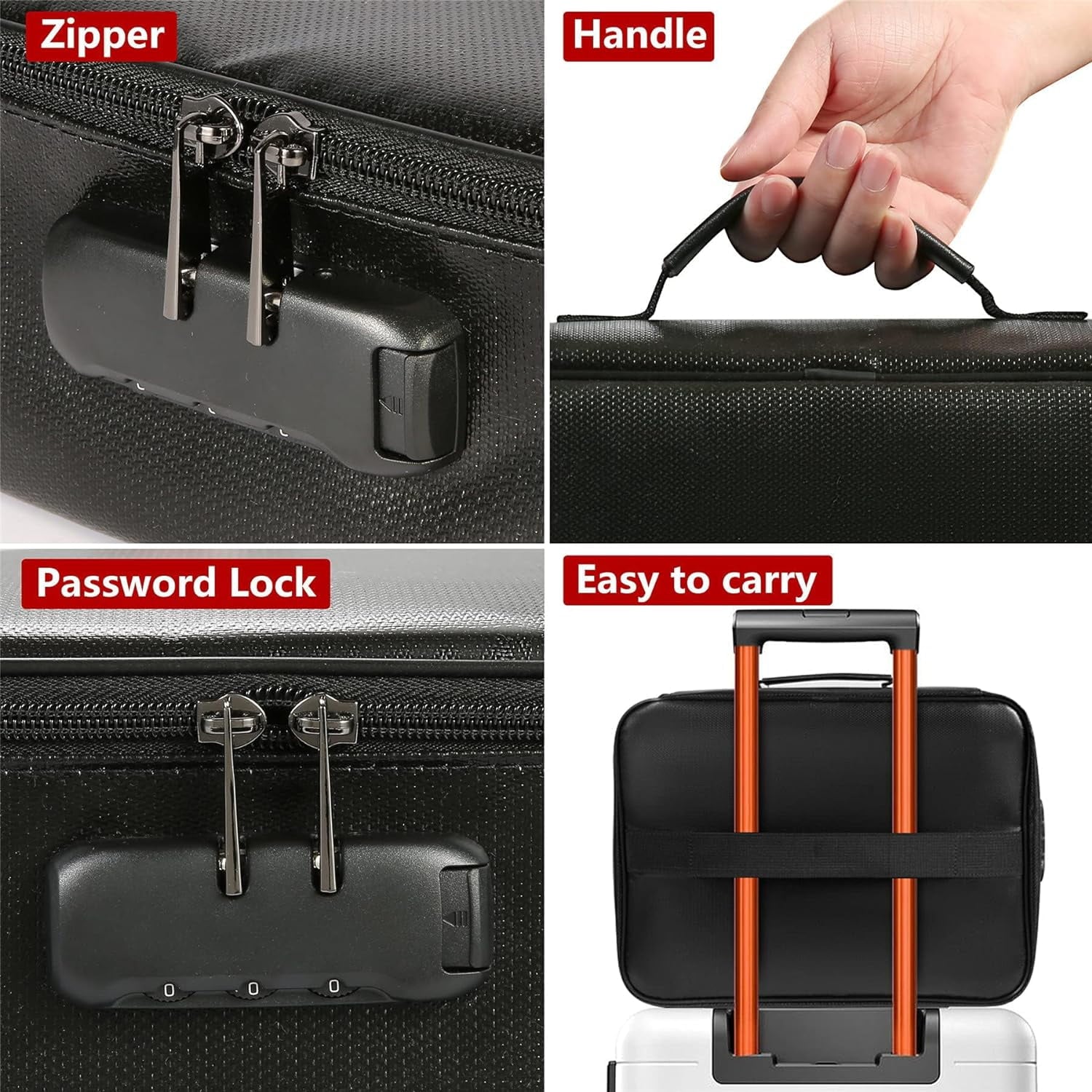 Fireproof File Storage Bags,with Letter Size File Bag, Document Organizer with Lock Water-Resistant Portable for Home Office Travel for Impo - Image 4