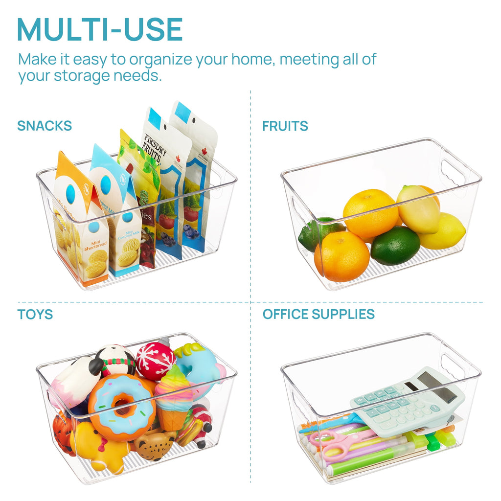 Clear Plastic Storage Bins, 4 PCS Pantry Organizer Bins with Handle,Medium - Image 5