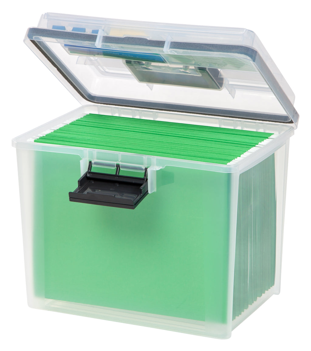 IRIS USA 19 Qt. WEATHERPRO Plastic Office Storage Portable Letter Size File Box with Organizer-Lid and Seal and Secure Latching Buckles, Cle - Image 3