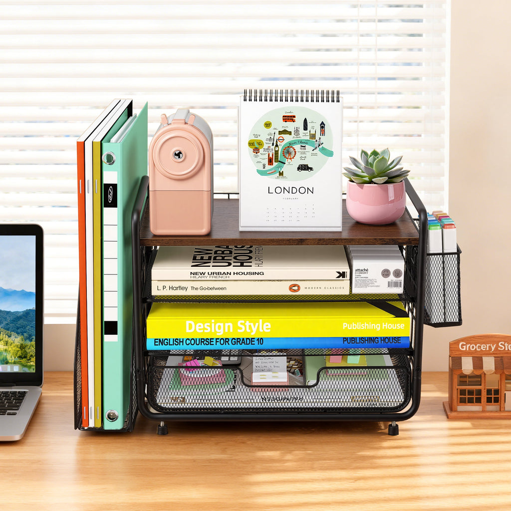 YTAKY Desktop Organizer 4-Tier Desk Organizers Sets and Storage, File Organizers for Desk Drawer Organizer, Paper Organizer for Desk (Black) - Image 4