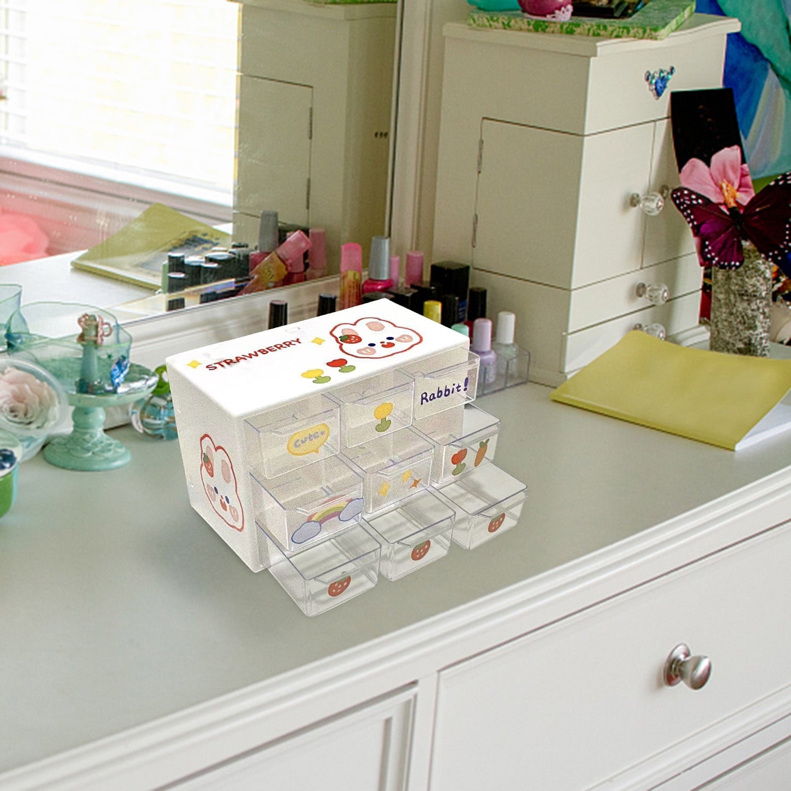 1 Pcs Mini Drawer Organizer Small Organizer with Drawers Plastic Desktop Storage Box with 9 Drawers Desk Craft Organi... - Image 5