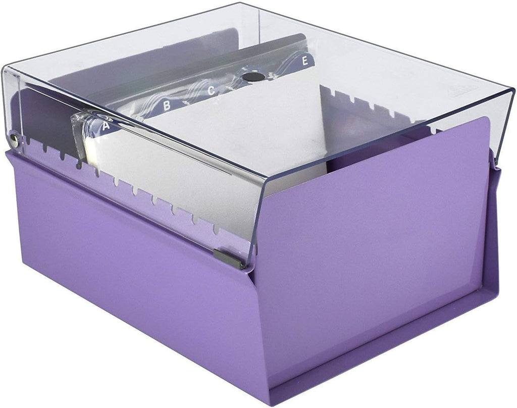 Acrimet 5 X 8 Card File Holder Organizer Box Metal Base Heavy Duty (AZ Index Cards and Divider Included) (Purple Color with Clear Crystal Pl - Image 5