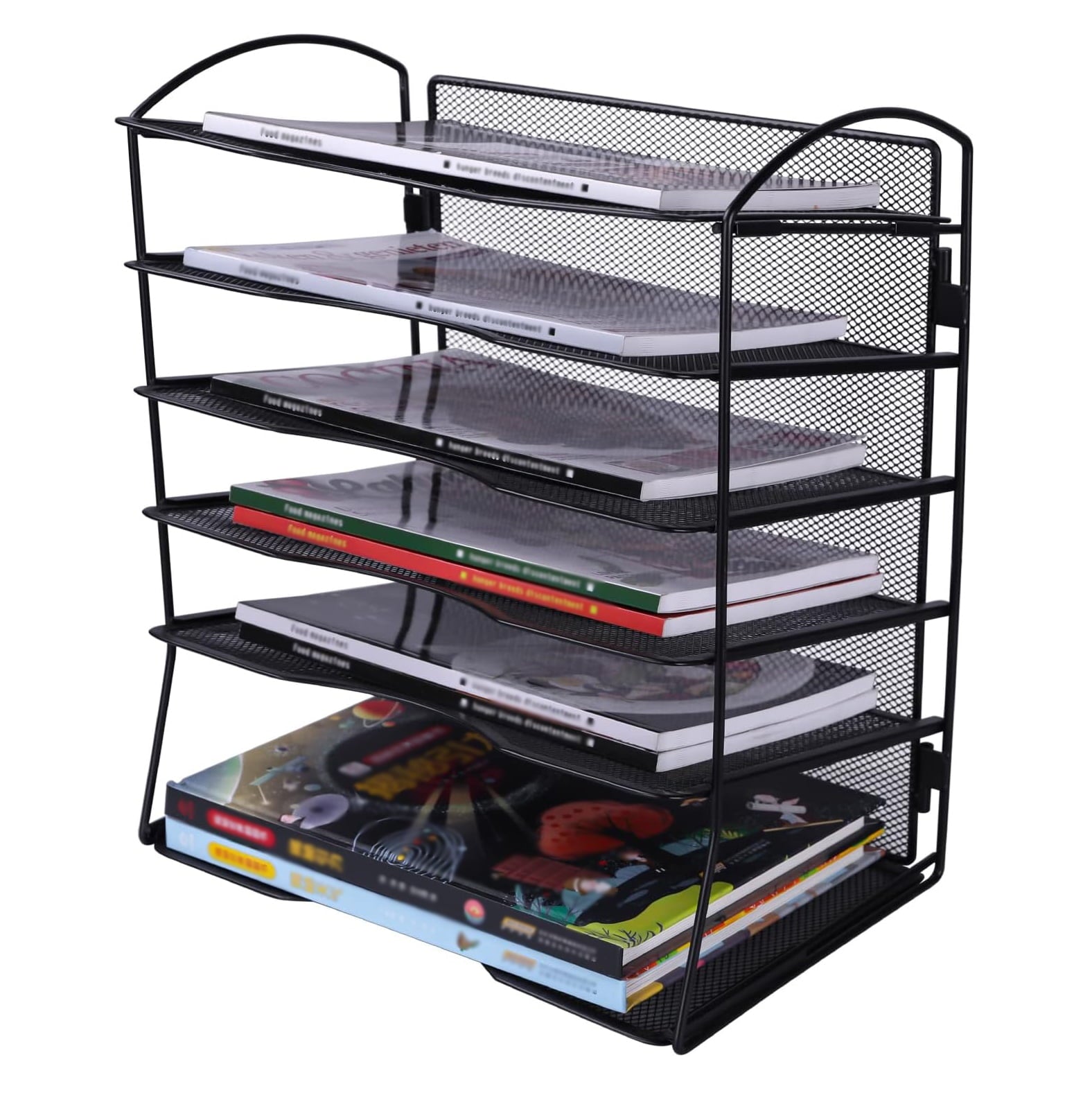 EasyPAG 6-Tier Mesh Desk File Organizer - Screwless Assembly Desktop File Folder Holder, Black Paper Sorter for Office Home School Document - Image 2
