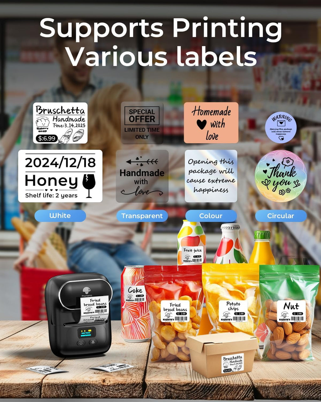 Black Thermal Label Maker For Barcode Logo - Image 4