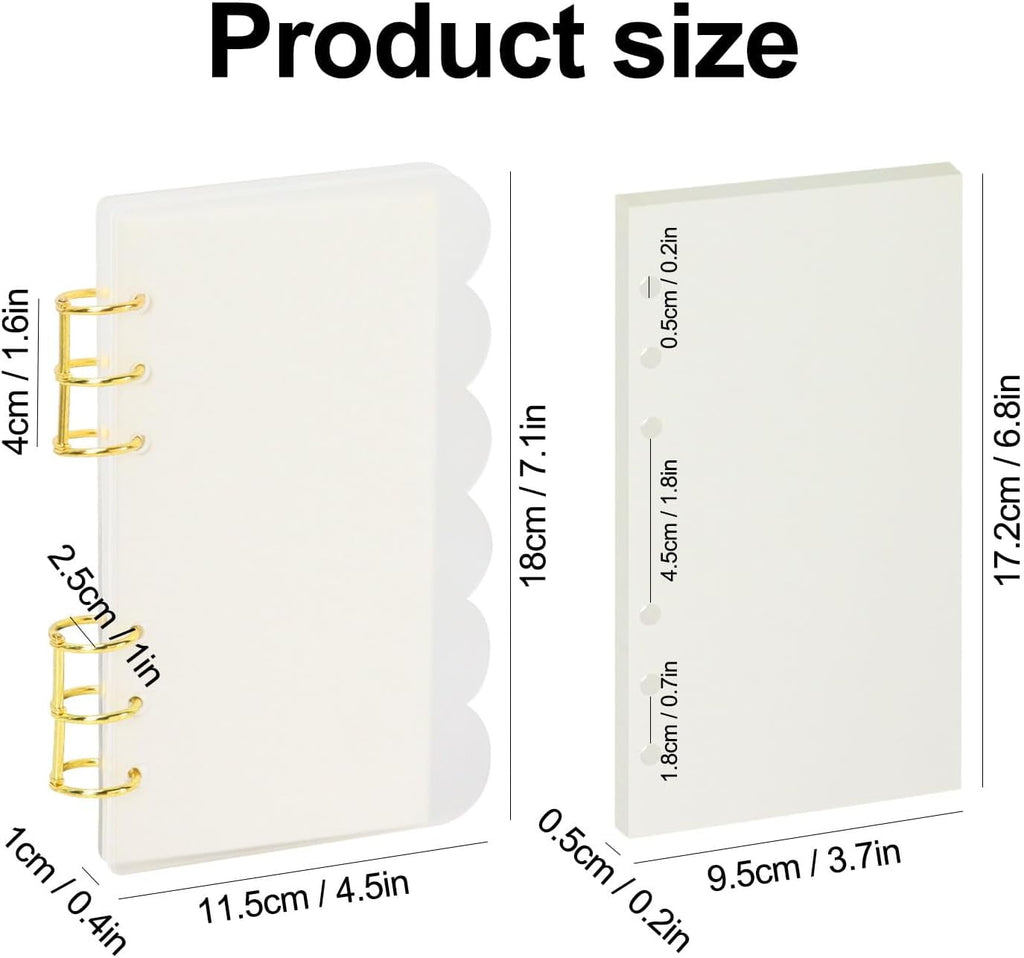 A6 Acrylic Notebook Binder 6 Ring, Loose Leaf Personal Planner Binder 90 Sheets Refills Paper, Lay Flat Design, Gold ... - Image 6