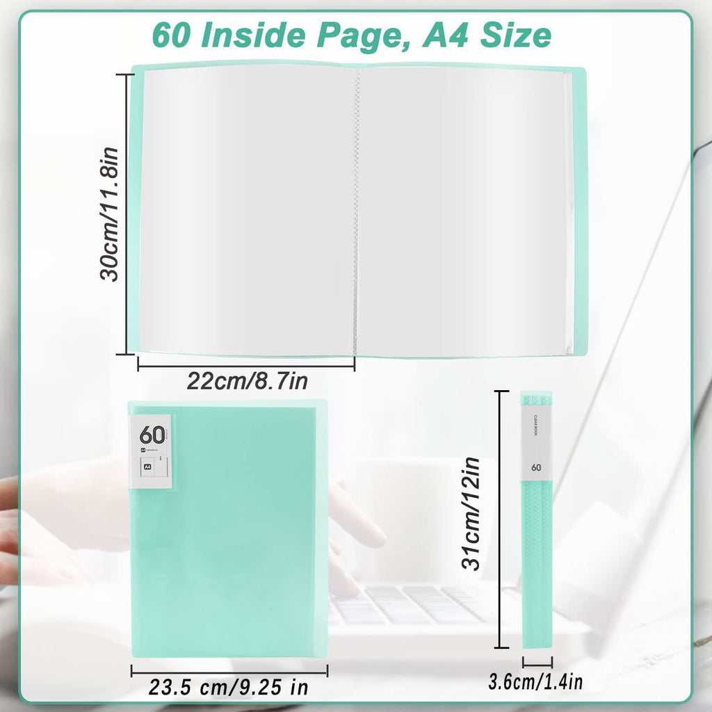 4 Pcs 60 Pockets Presentation Book with Clear Sheet Protectors, 4 Colors A4 Waterproof Folder Binder Display 120 Page... - Image 2