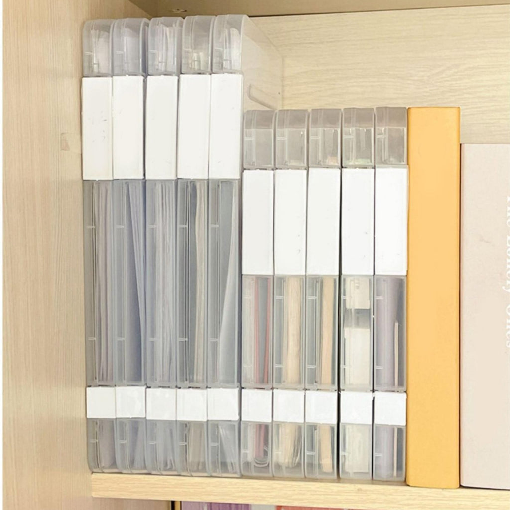 Clear Plastic File Box Portable Storage Bin, Snap-Lid Document Holder for Letter A4 Paper, Stackable Office office Su... - Image 6
