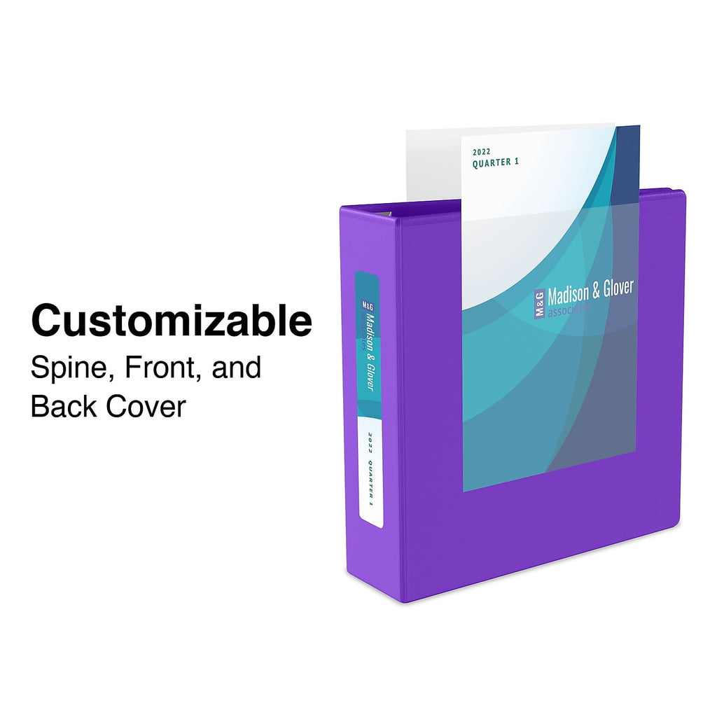 Heavy Duty 1" 3-Ring View Binder with D-Rings and Four Interior Pockets Purple 3/Pack - Image 2