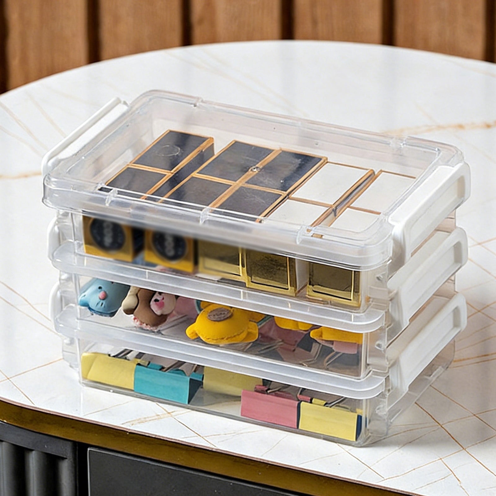 Clear Storage Bins with Lids, Plastic Container Bins for Organizing, Clear File Box Stackable Storage Containers for Home, Office and Scrapb - Image 3