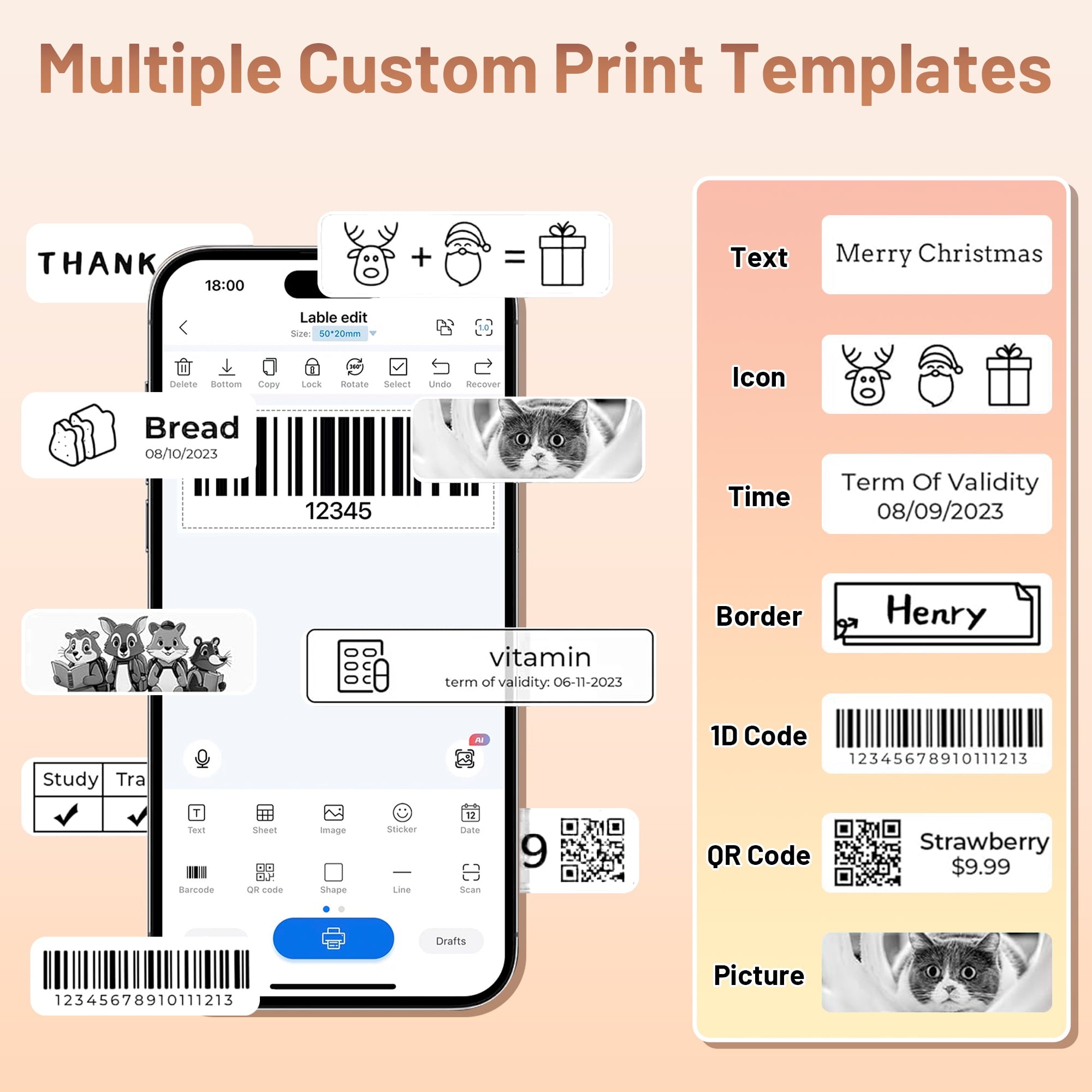 TRAB Label Maker Machine with Tape, Portable Bluetooth Mini Label Printer, Wireless Small Label Makers with Versatile... - Image 4