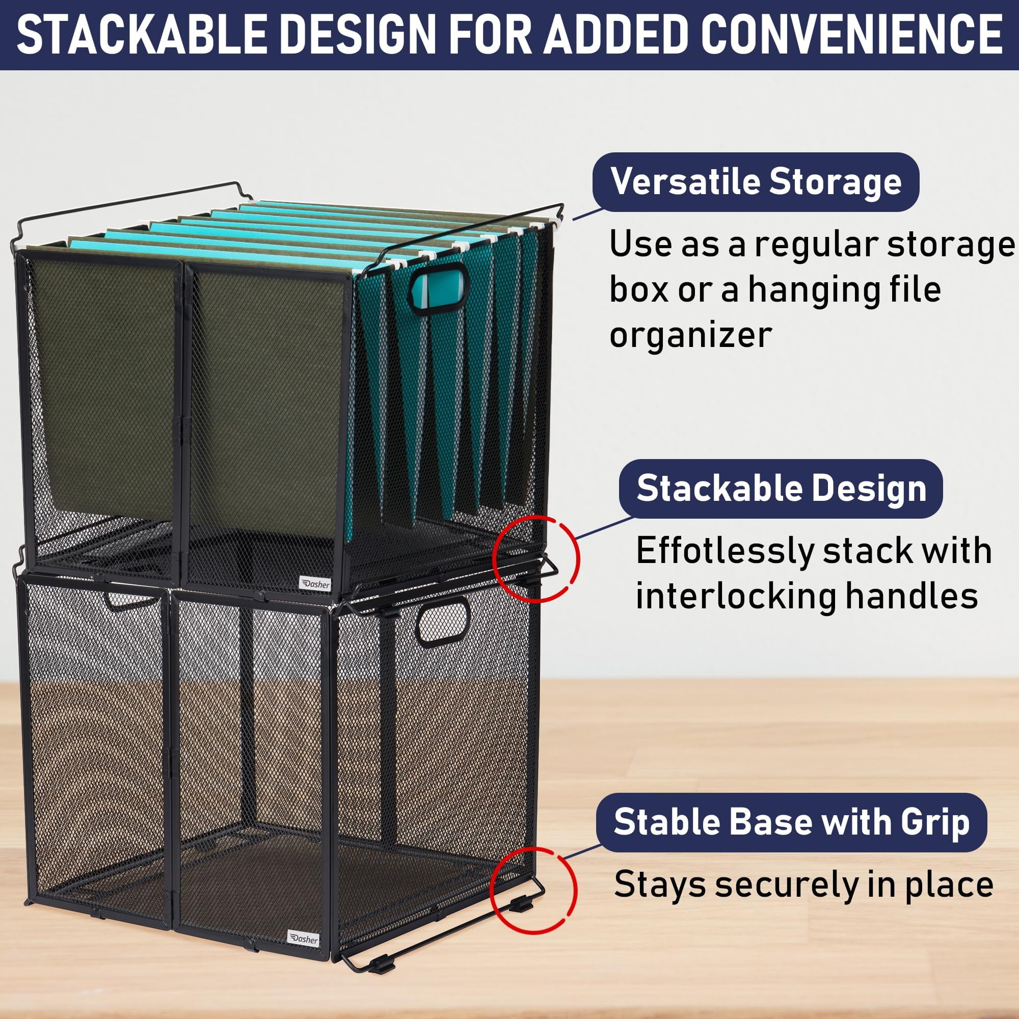 Hanging File Organizer Letter Size, Black Metal Mesh File Crate for Hanging Folders, Portable Document Folder Holder ... - Image 4