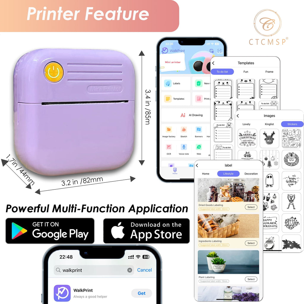 Sticker Printer Label Maker Machine,Bluetooth Inkless Printpods,Thermal Sticker Printer Perfect for Photos,Creative D... - Image 6