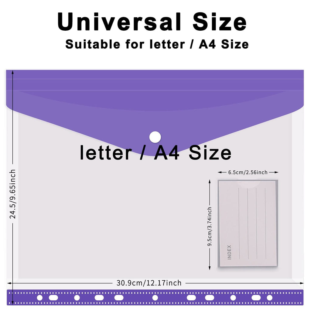 Plastic Envelopes Folders, 11 Holes Expandable Folders for 2/3/4 Ring, Document Pouch with Snap Button & Label Loose-... - Image 2